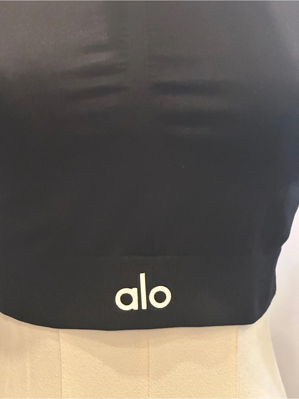 ALO Yoga Black Long Sleeve Cropped Top Thumbhole Workout Athletic Shirt Size L
